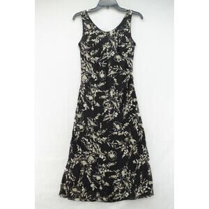 Madison Leigh Fairy Cottage Core Dress Women's 8P Black Boho Floral Sleeveless
